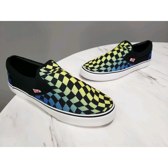NEW NO BOX Ecko SLIP-ON Checkerboard Shoes‎ Size 9 psychedelic Tie Dye hippie - Picture 7 of 7
